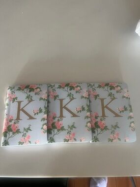 Laura Ashley Floral Monogram 'K' Light Blue and Pink Notebooks (Set of 3)